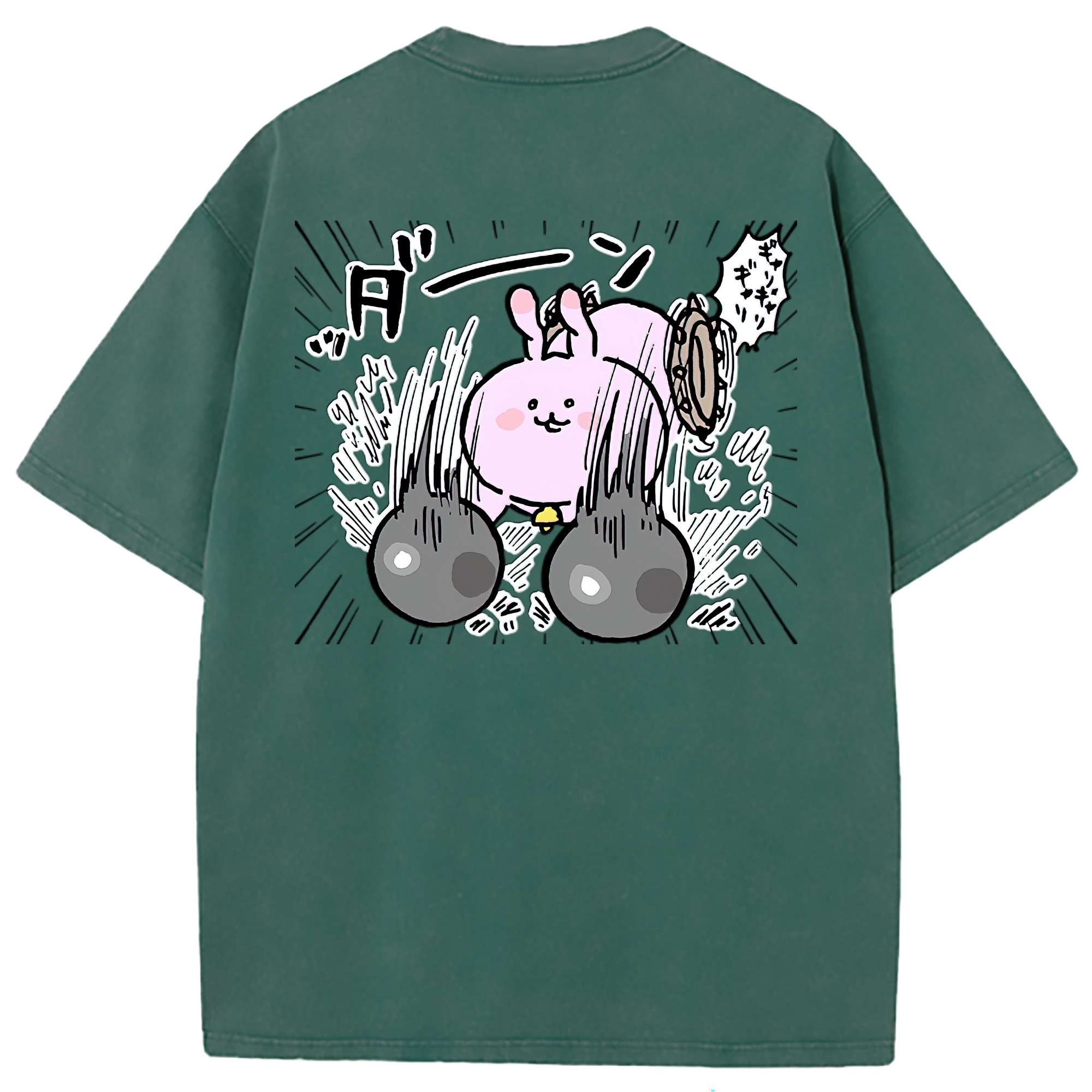 （画像用） ちいかわ うさぎ Chii-kawa usagi 綿100% ヴィンテージ風 半袖Tシャツ（背面プリント）